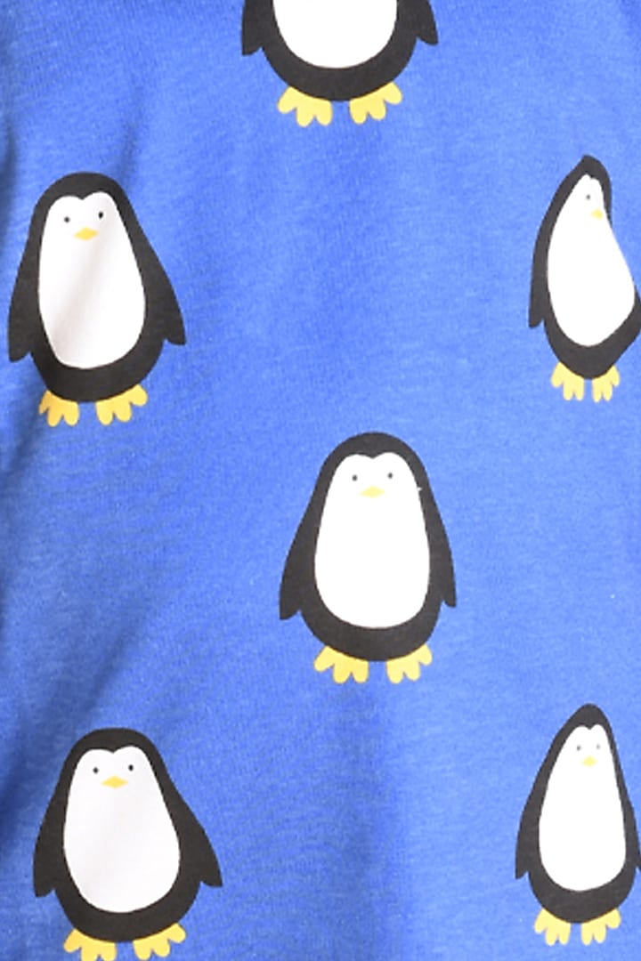 Cobalt Blue Penguin Motif Printed Pyjama Set For Girls by Anthrilo at Pernia's Pop Up Shop