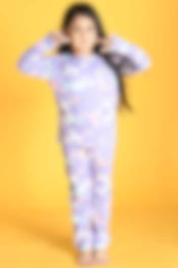 Purple Printed Pyjama Set For Girls by Anthrilo at Pernia's Pop Up Shop