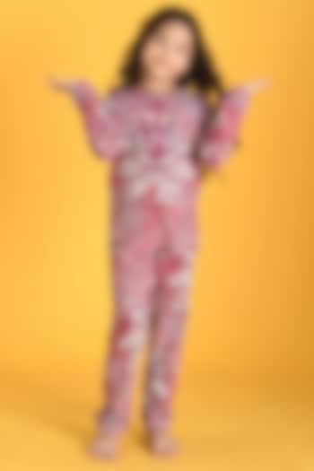 Red Floral Printed Pyjama Set For Girls by Anthrilo at Pernia's Pop Up Shop