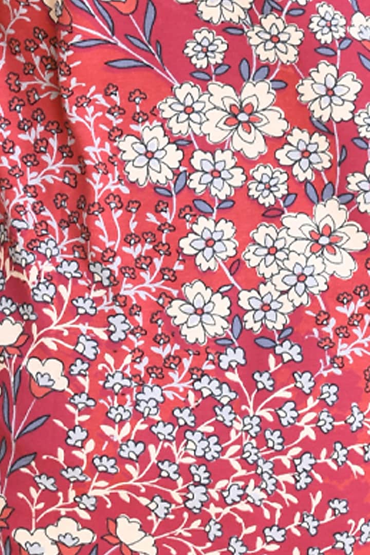 Red Floral Printed Pyjama Set For Girls by Anthrilo at Pernia's Pop Up Shop