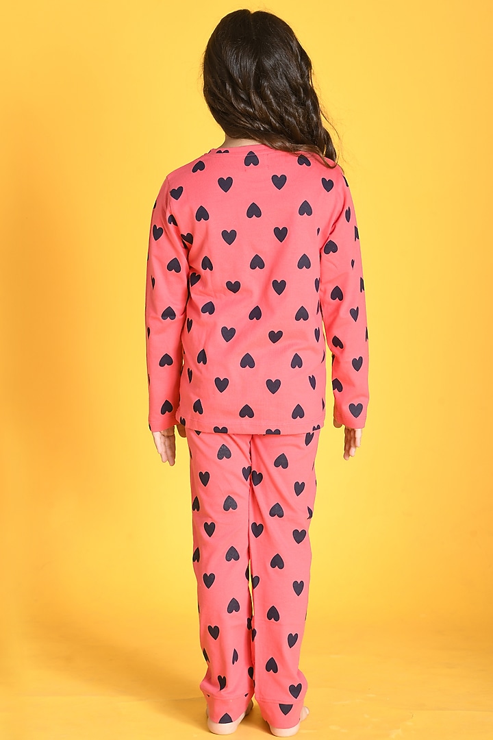 Pink Heart Printed Pyjama Set For Girls by Anthrilo at Pernia's Pop Up Shop