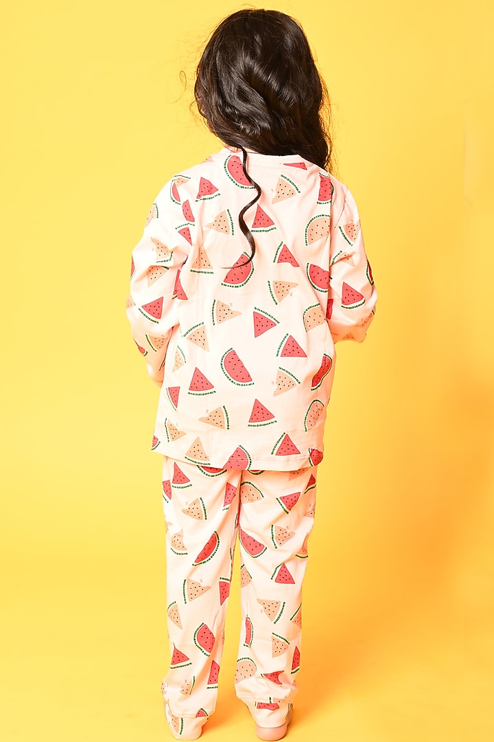 Pink Watermelon Motif Printed Pyjama Set For Girls by Anthrilo at Pernia's Pop Up Shop