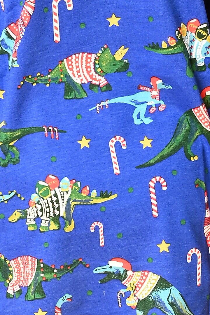 Cobalt Blue Cotton Printed Pyjama Set For Girls by Anthrilo at Pernia's Pop Up Shop