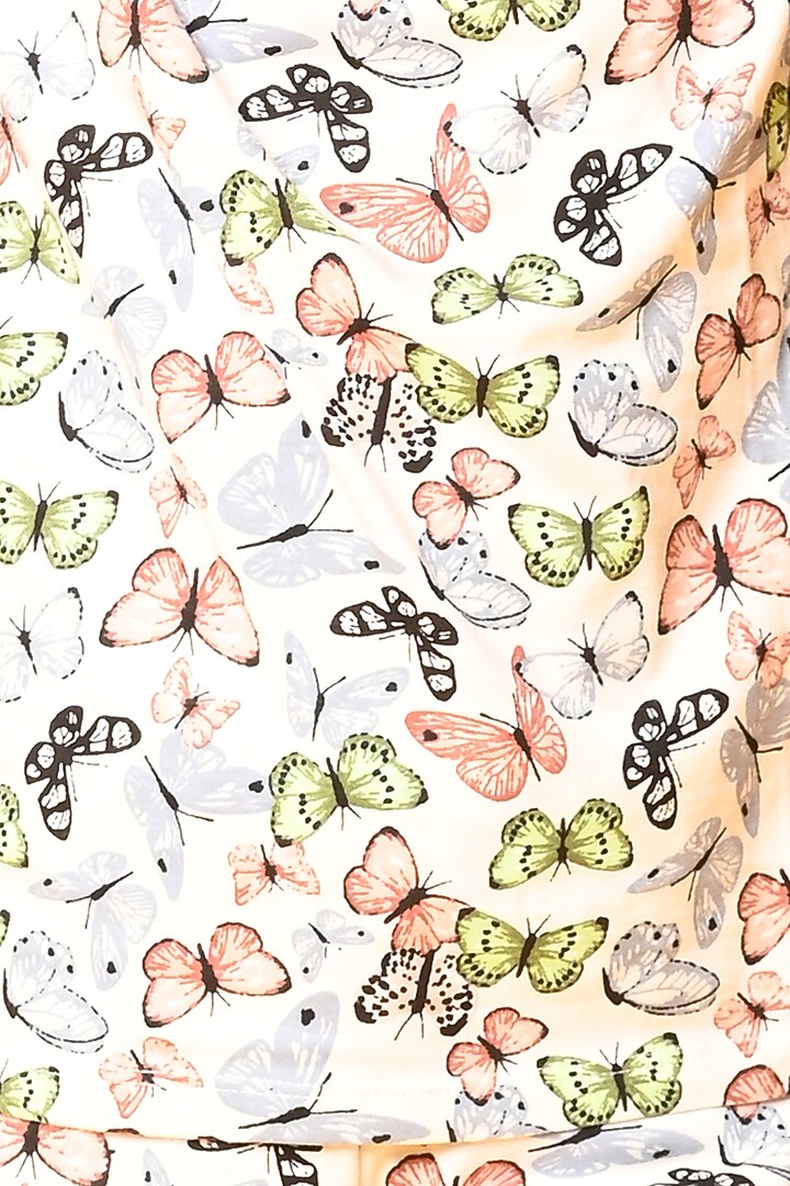 White Butterfly Printed Pyjama Set For Girls by Anthrilo at Pernia's Pop Up Shop