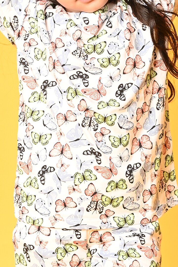White Butterfly Printed Pyjama Set For Girls by Anthrilo at Pernia's Pop Up Shop