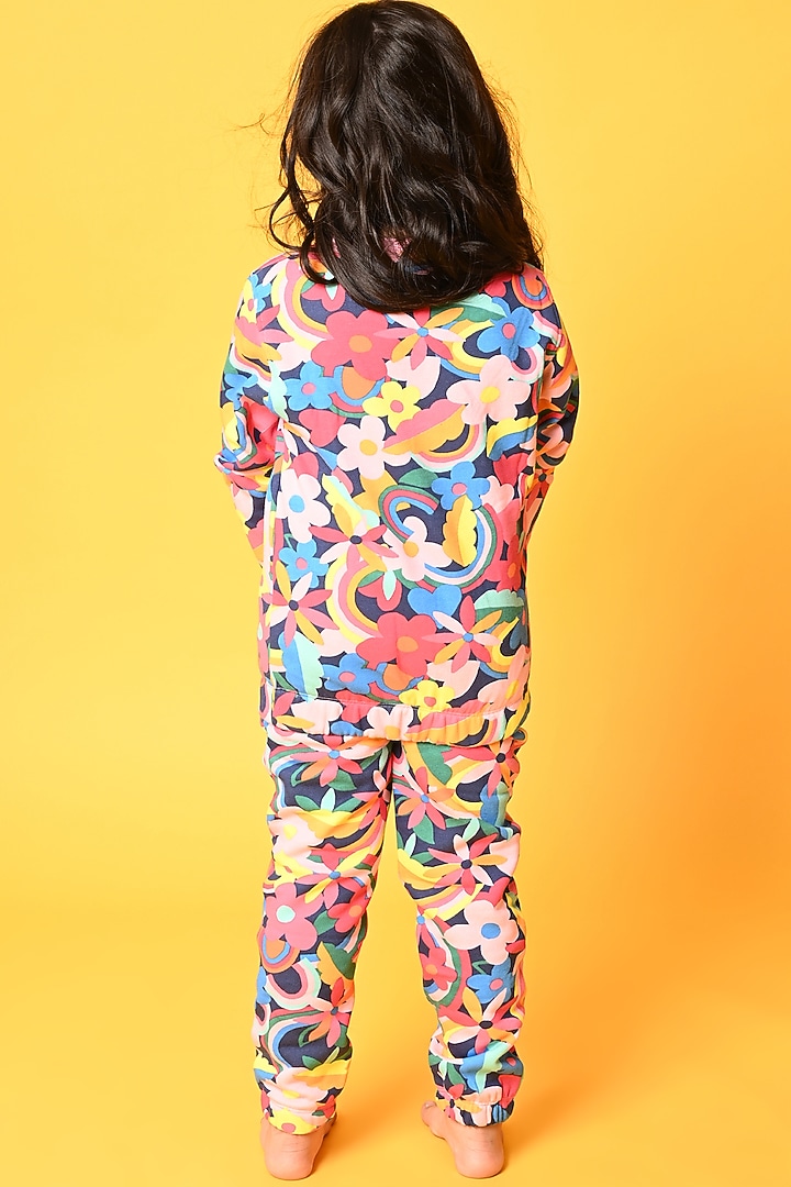 Multi-Coloured Printed Jogger Pant Set For Girls by Anthrilo at Pernia's Pop Up Shop