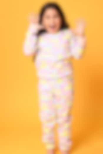 Multi-Coloured Cotton Fleece Printed Jogger Pant Set For Girls by Anthrilo at Pernia's Pop Up Shop