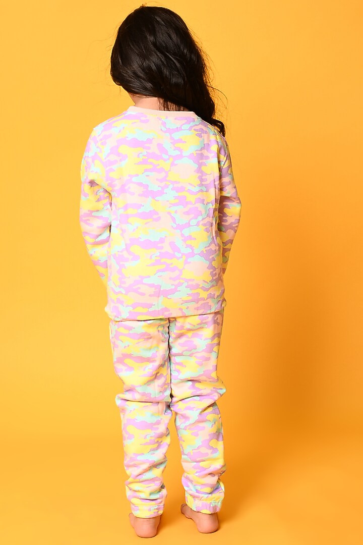 Multi-Coloured Cotton Fleece Printed Jogger Pant Set For Girls by Anthrilo at Pernia's Pop Up Shop