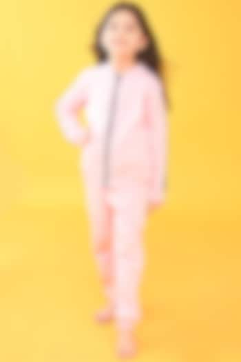 Pink Cotton Fleece Jogger Pant Set For Girls by Anthrilo at Pernia's Pop Up Shop