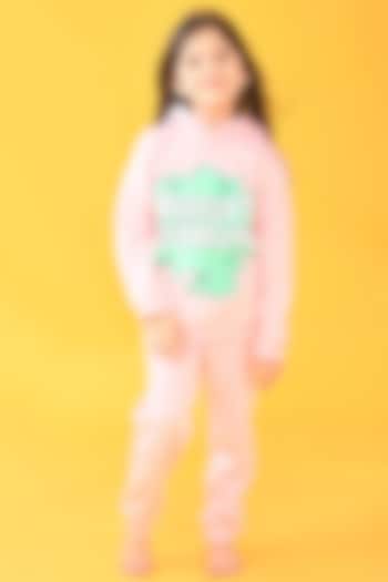 Light Pink Cotton Fleece Jogger Pant Set For Girls by Anthrilo at Pernia's Pop Up Shop