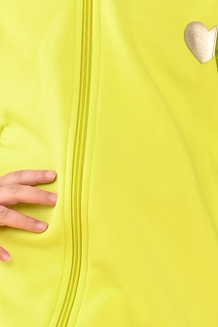 Lime Green Cotton Fleece Jogger Pant Set For Girls by Anthrilo at Pernia's Pop Up Shop
