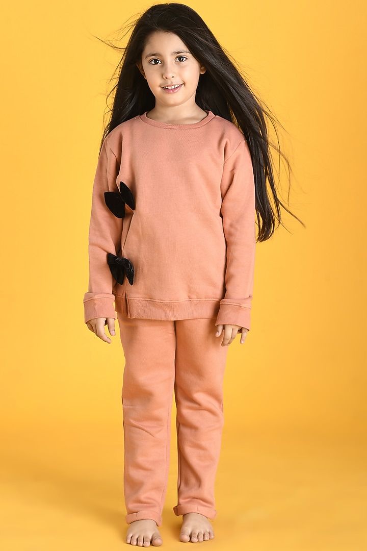 Sand Cotton Fleece Jogger Pant Set For Girls by Anthrilo at Pernia's Pop Up Shop