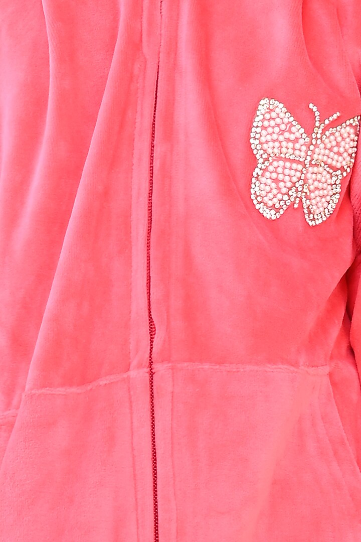 Pink Cotton Fleece Jogger Pant Set For Girls by Anthrilo at Pernia's Pop Up Shop
