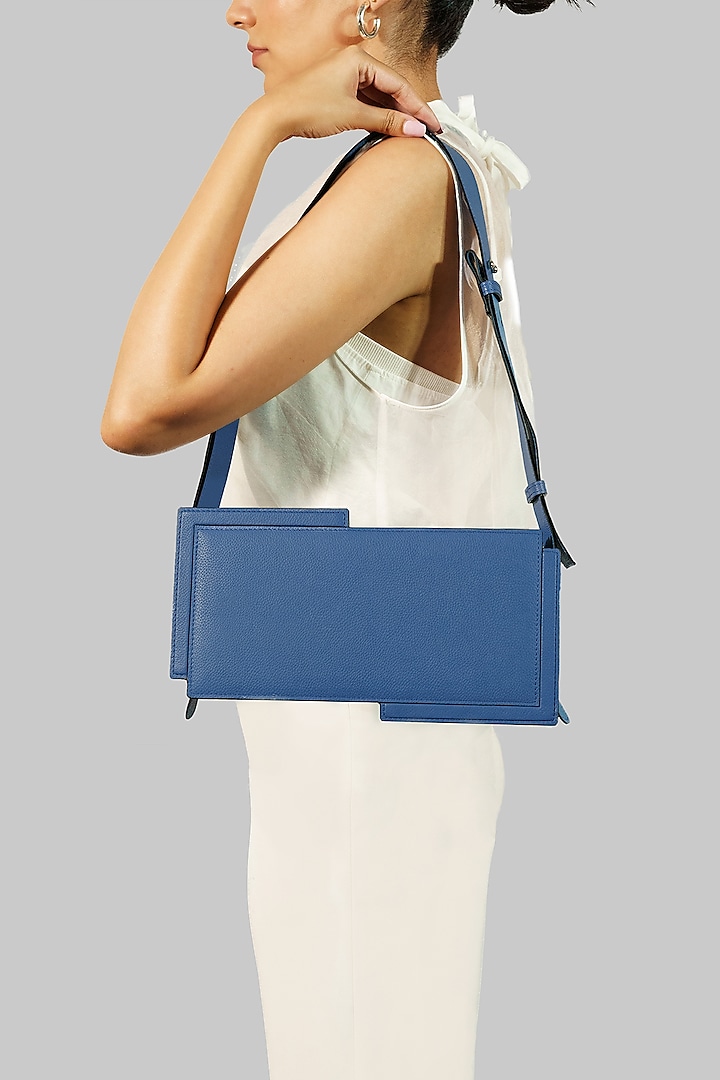 Blue Leather Handbag by ADISEE at Pernia's Pop Up Shop