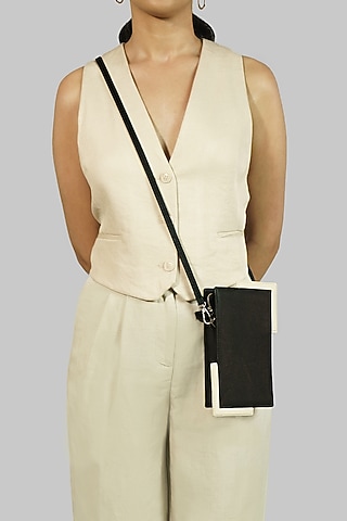 Black Leather Phone Bag by ADISEE