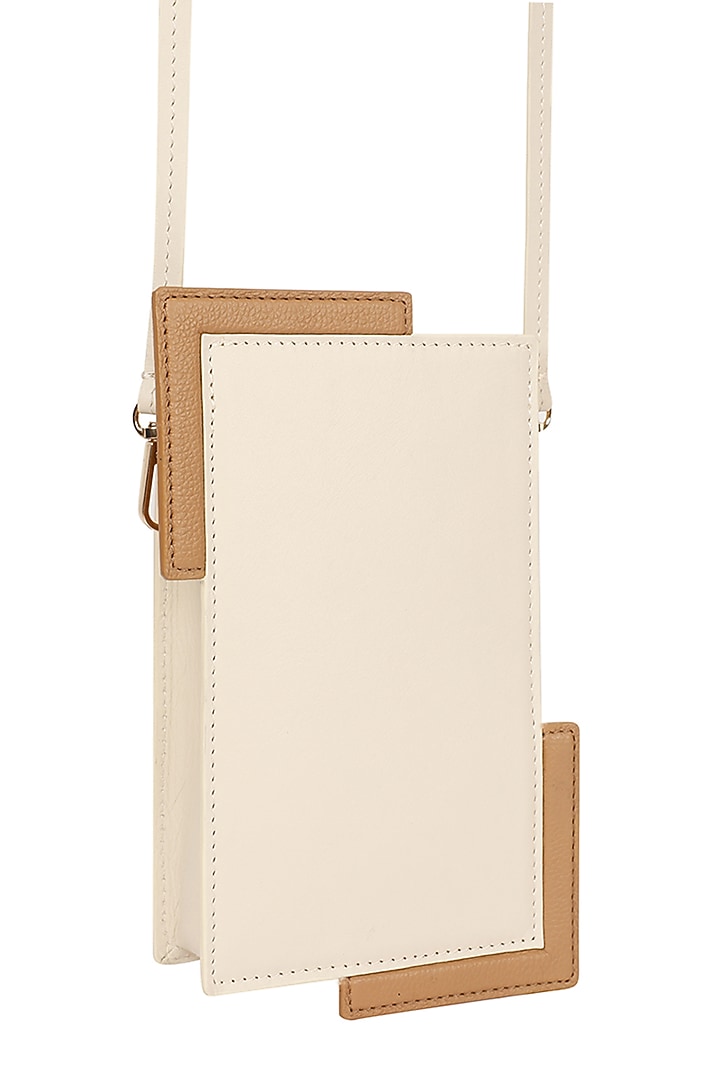 Ivory Leather Phone Bag by ADISEE at Pernia's Pop Up Shop