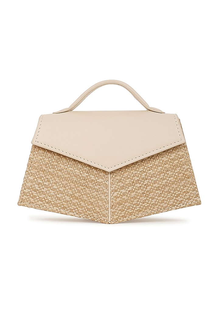 Beige Raffia & Leather Crossbody Bag by ADISEE at Pernia's Pop Up Shop