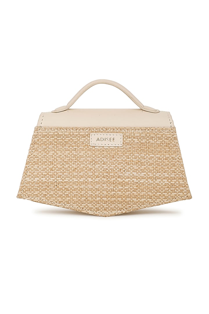 Beige Raffia & Leather Crossbody Bag by ADISEE at Pernia's Pop Up Shop
