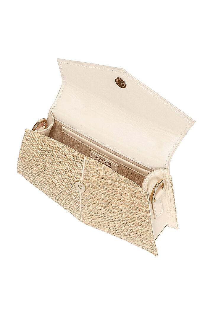 Beige Raffia & Leather Crossbody Bag by ADISEE at Pernia's Pop Up Shop