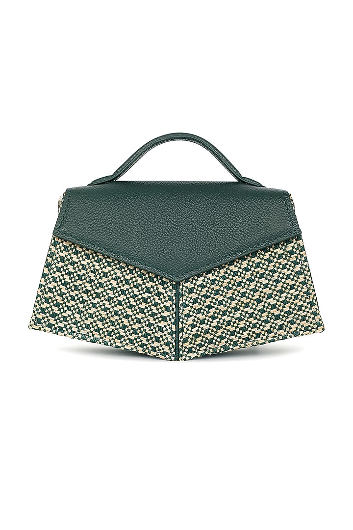Teal Raffia & Leather Dyed Crossbody Bag by ADISEE at Pernia's Pop Up Shop