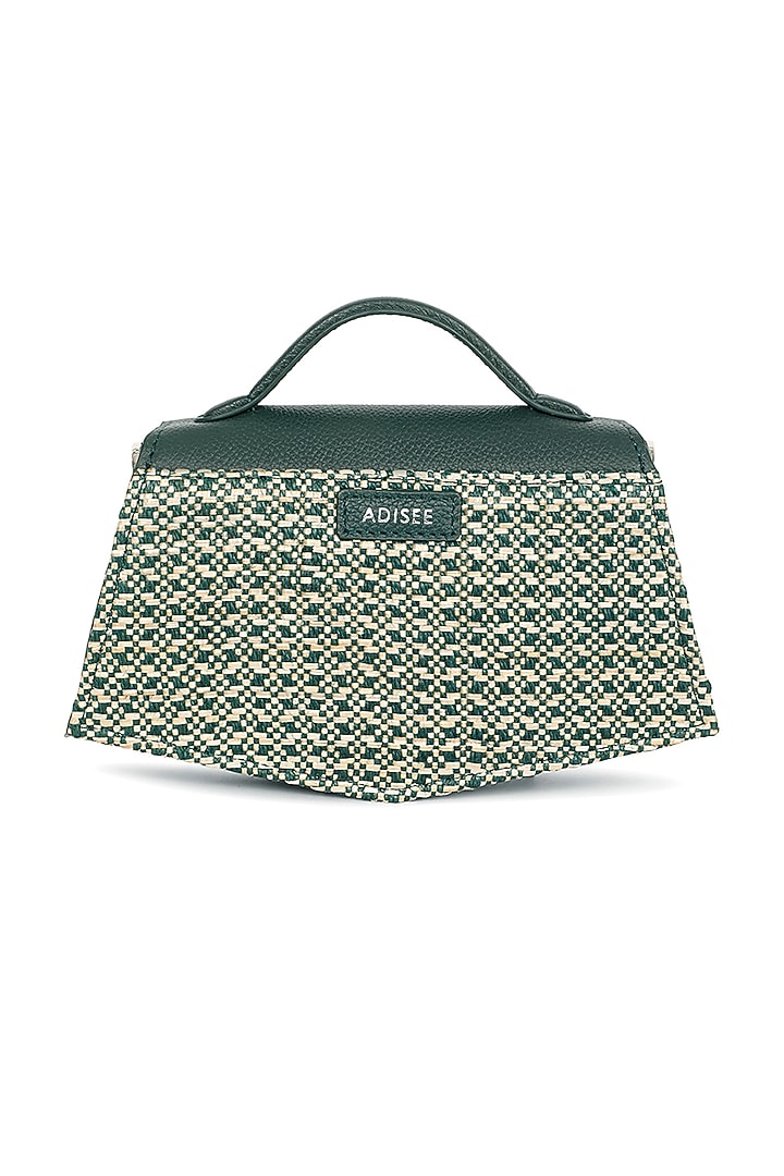Teal Raffia & Leather Dyed Crossbody Bag by ADISEE at Pernia's Pop Up Shop
