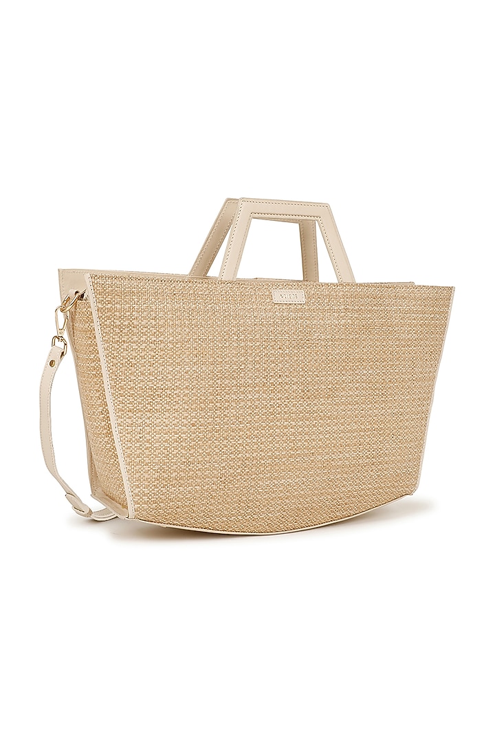Beige Raffia Tote Bag by ADISEE at Pernia's Pop Up Shop