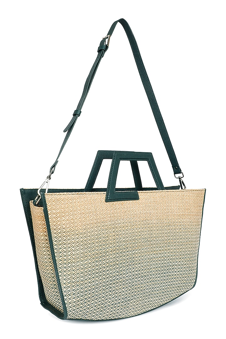 Teal Raffia Ombre-Dyed Tote Bag by ADISEE at Pernia's Pop Up Shop