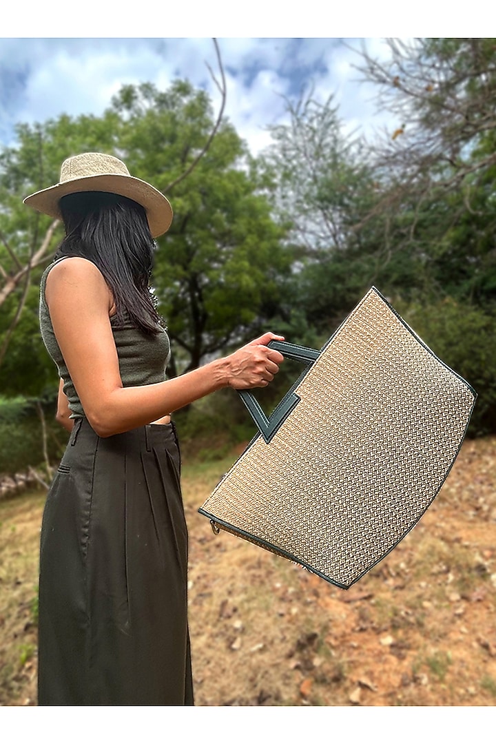 Teal Raffia Ombre-Dyed Tote Bag by ADISEE at Pernia's Pop Up Shop