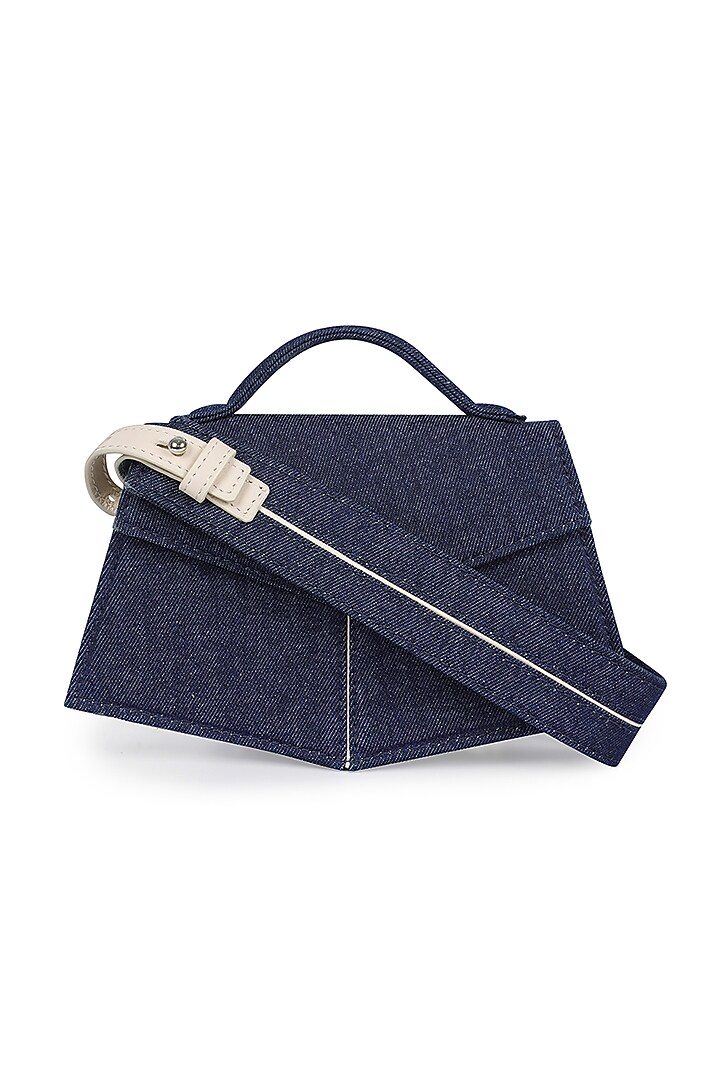Blue Denim & Leather Handcrafted Handbag by ADISEE at Pernia's Pop Up Shop