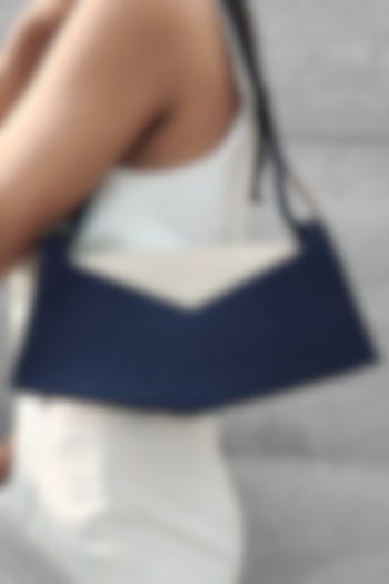 Blue Denim & Leather Sculpted Handbag by ADISEE at Pernia's Pop Up Shop