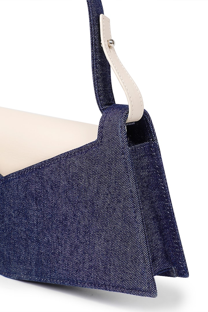 Blue Denim & Leather Sculpted Handbag by ADISEE at Pernia's Pop Up Shop
