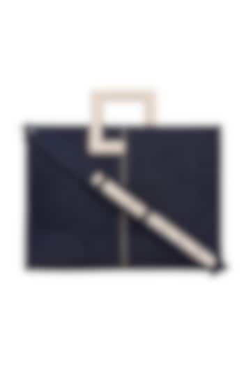 Blue Denim & Leather Tote Bag by ADISEE