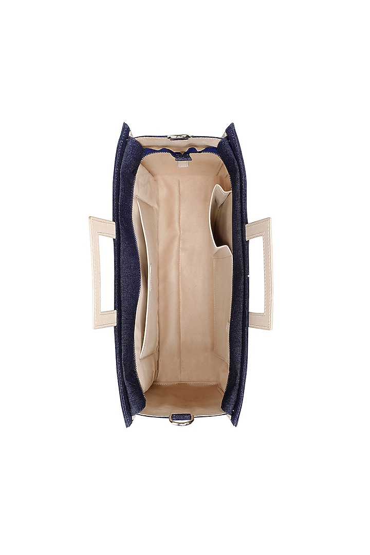 Blue Denim & Leather Tote Bag by ADISEE at Pernia's Pop Up Shop