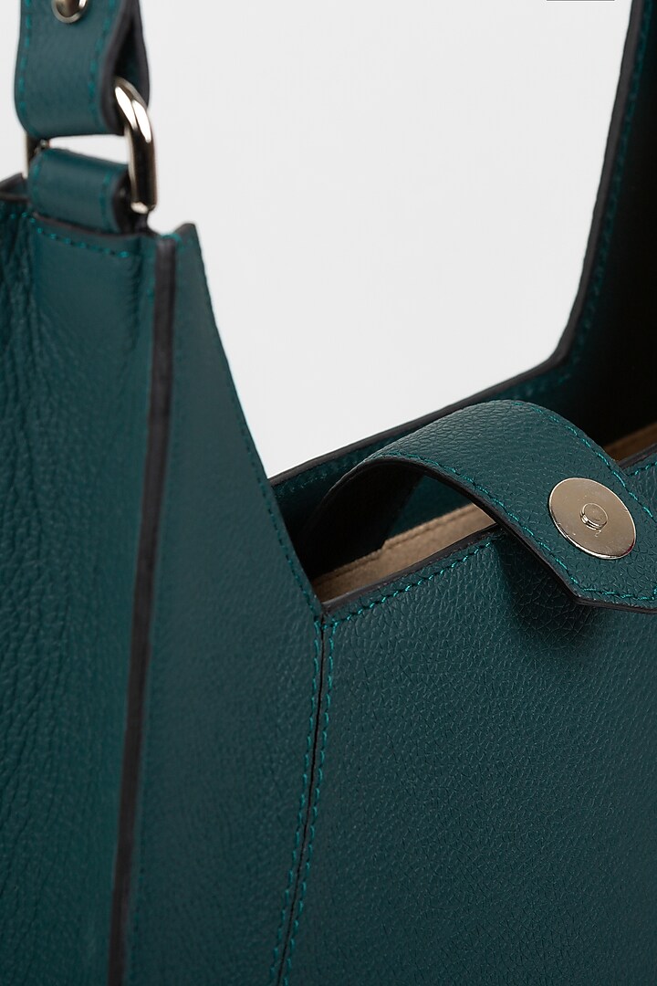 Teal Leather Shoulder Bag by ADISEE at Pernia's Pop Up Shop
