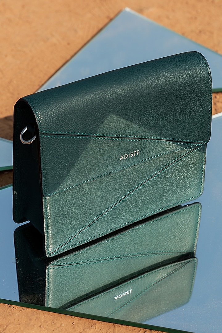Teal Leather Crossbody Bag by ADISEE
