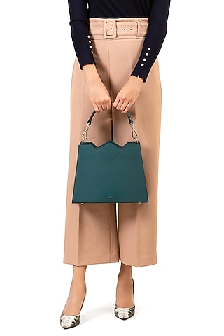 Teal Leather Handbag by ADISEE