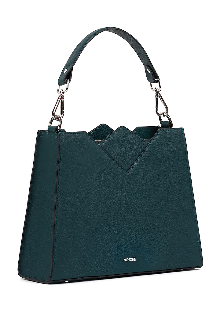 Teal Leather Handbag by ADISEE at Pernia's Pop Up Shop