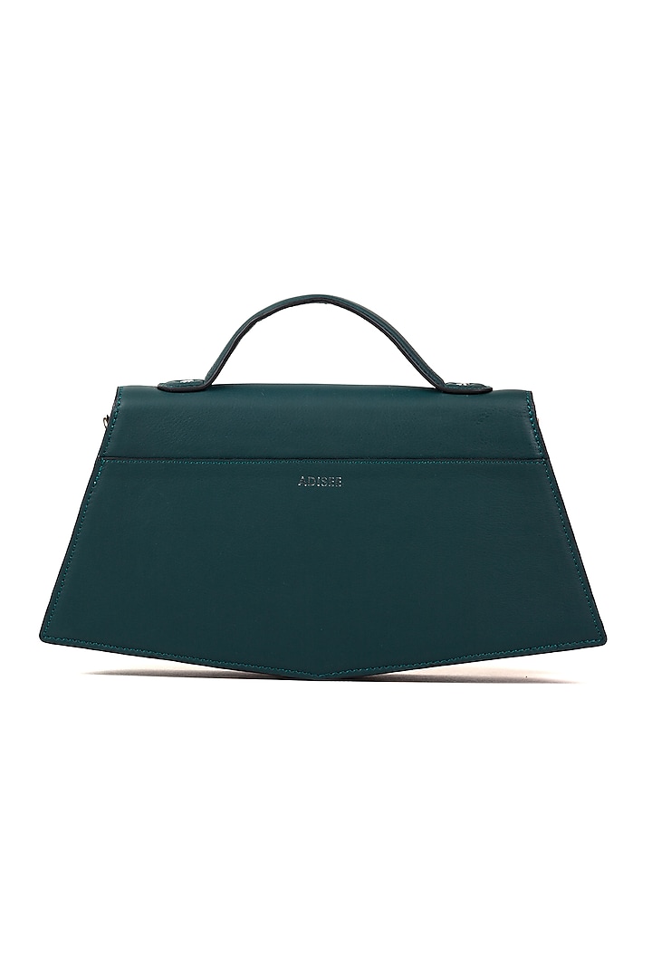 Teal Leather Structured Handbag by ADISEE at Pernia's Pop Up Shop
