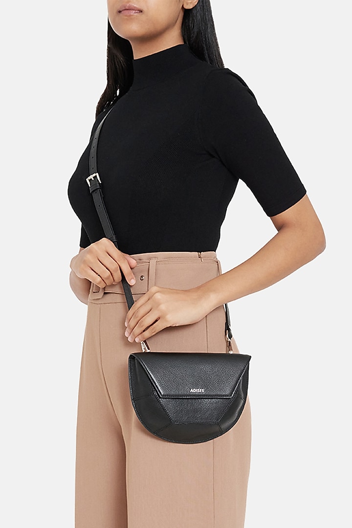 Black Leather Handcrafted Waist Bag by ADISEE at Pernia's Pop Up Shop