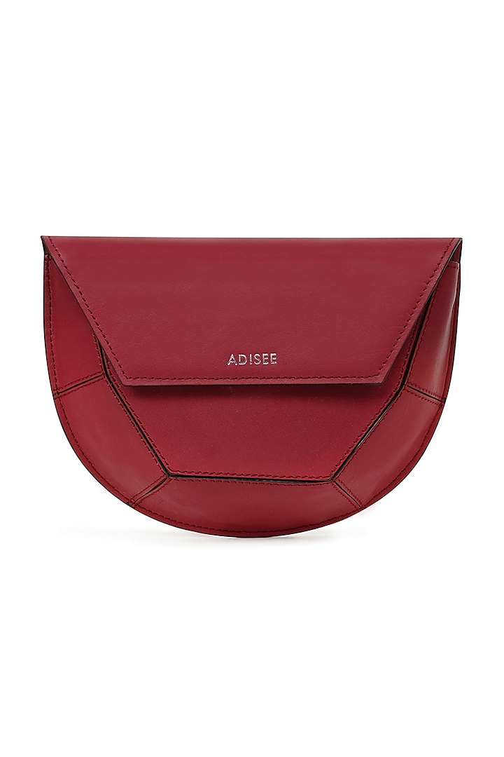 Maroon Leather Handcrafted Waist Bag by ADISEE at Pernia's Pop Up Shop