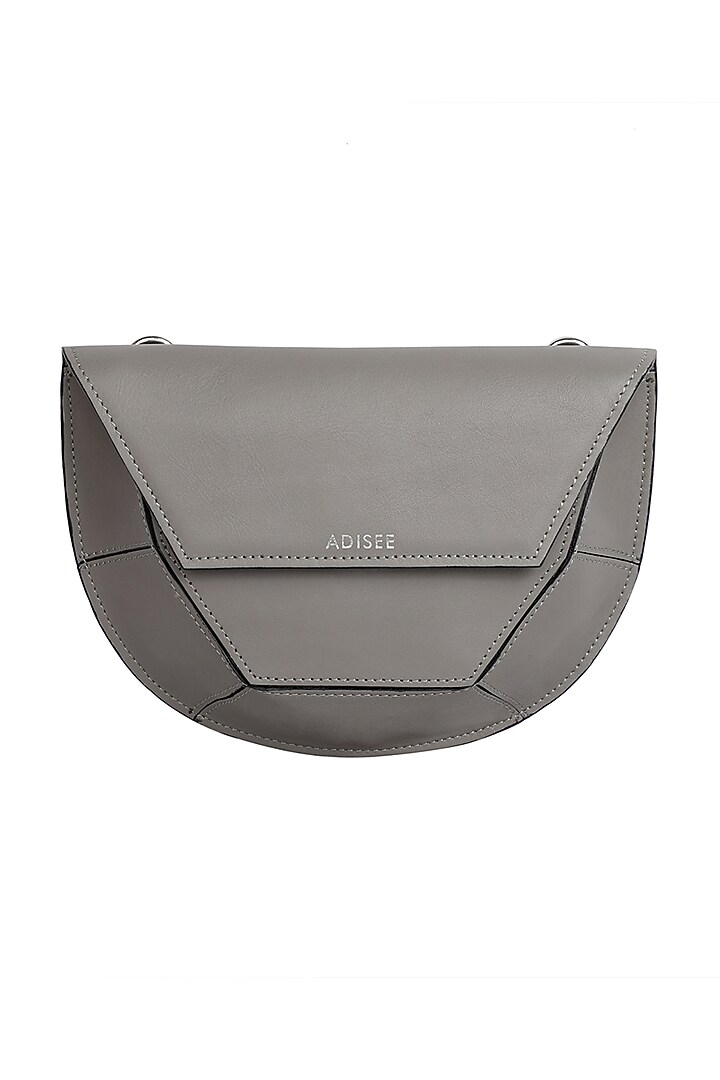 Grey Leather Handcrafted Waist Bag by ADISEE at Pernia's Pop Up Shop