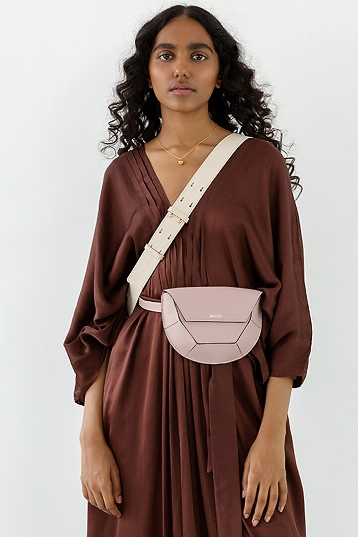 Pink Leather Handcrafted Waist Bag by ADISEE at Pernia's Pop Up Shop