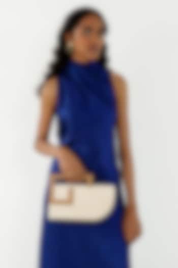 Ivory Leather Structured Clutch Bag by ADISEE at Pernia's Pop Up Shop