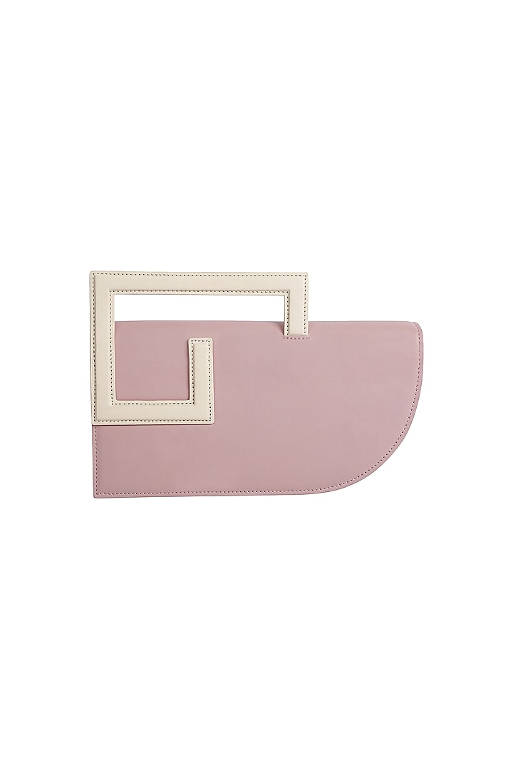 Pink Leather Structured Clutch Bag by ADISEE