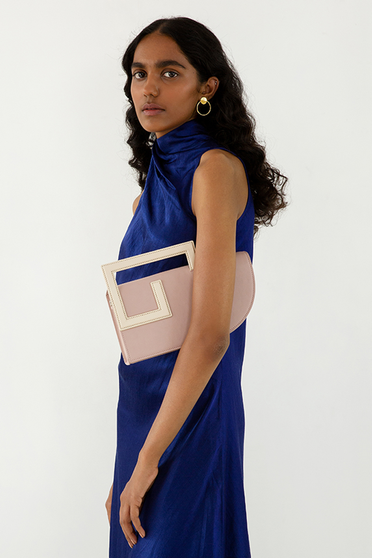 Pink Leather Structured Clutch Bag by ADISEE at Pernia's Pop Up Shop