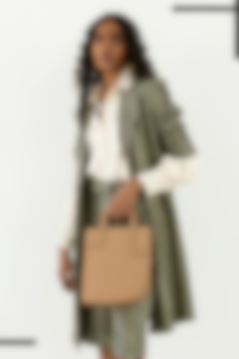 Beige Leather Handbag by ADISEE at Pernia's Pop Up Shop