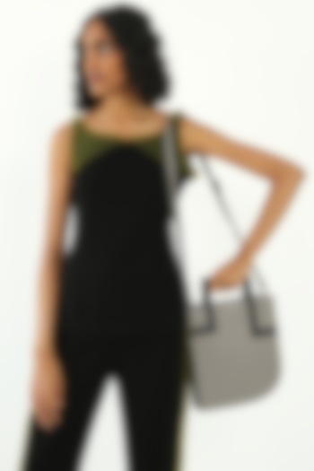 Grey Leather Handbag by ADISEE at Pernia's Pop Up Shop