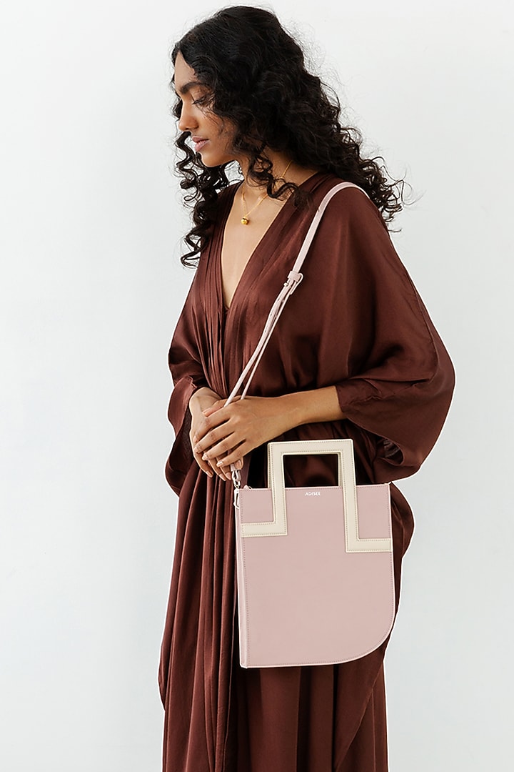 Pink Leather Handbag by ADISEE at Pernia's Pop Up Shop