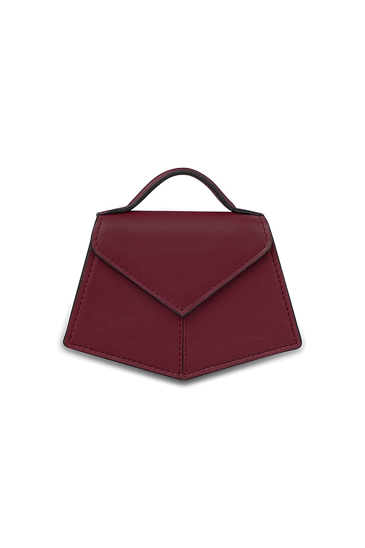 Maroon Leather Mini Handbag by ADISEE