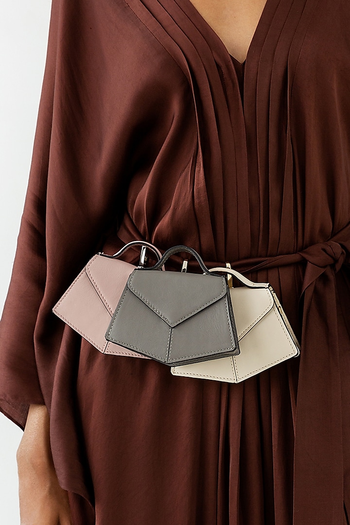 Grey Leather Mini Handbag by ADISEE at Pernia's Pop Up Shop